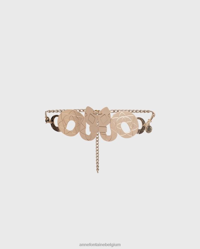 Anne Fontaine vrouwen jongensriem snake metalen riem accessoires goud 06TRT653