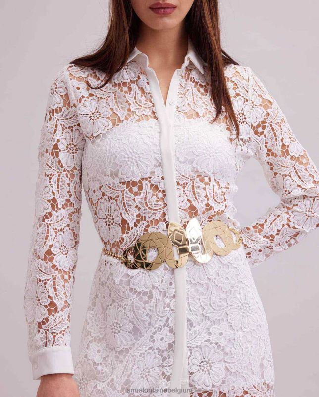 Anne Fontaine vrouwen jongensriem snake metalen riem accessoires goud 06TRT653