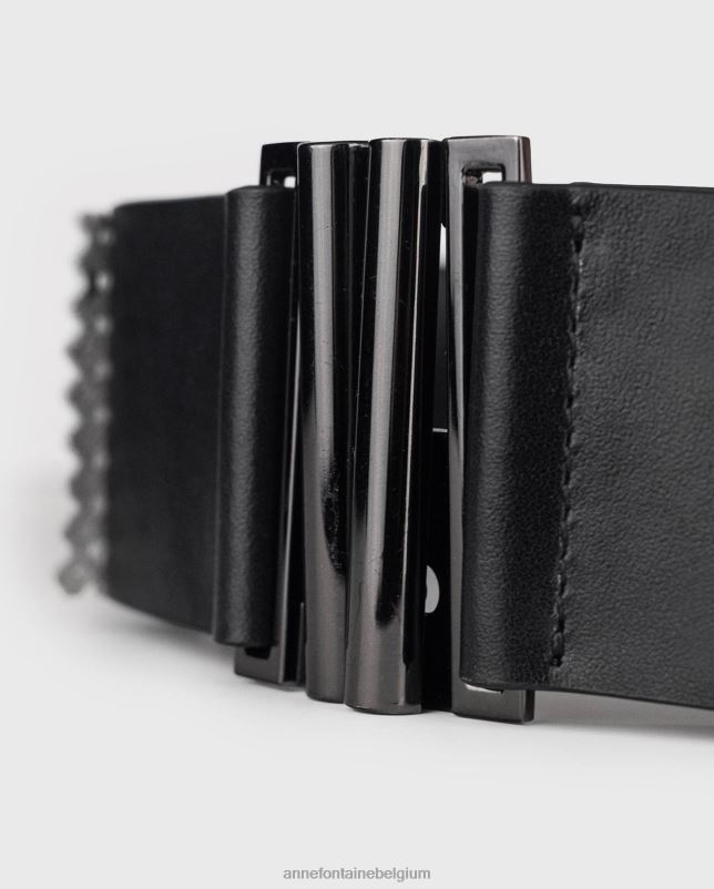 Anne Fontaine vrouwen malvina riem leren riem met een platte dubbele strik accessoires zwart 06TRT656