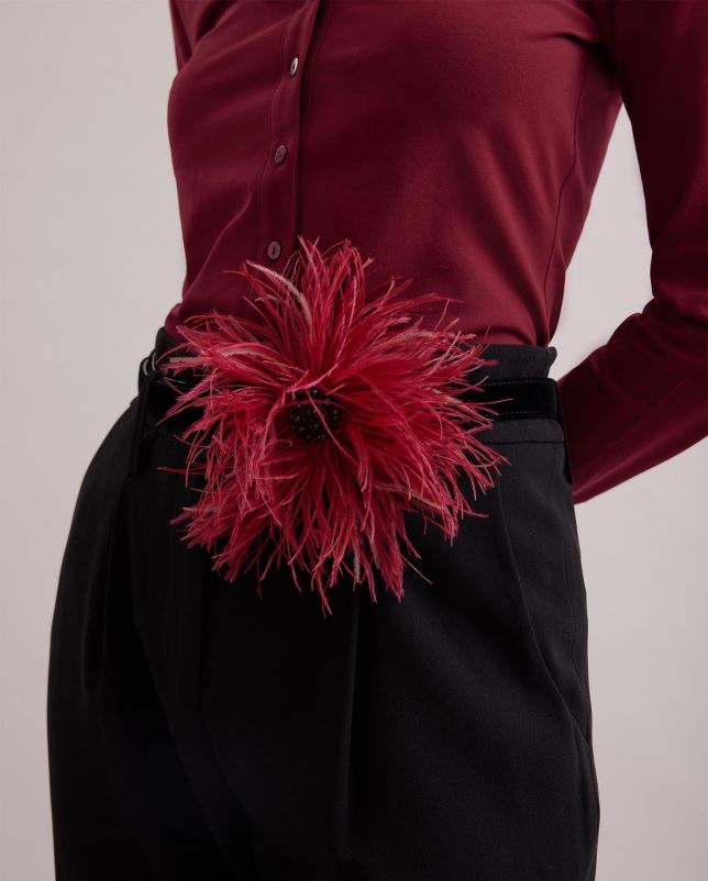 Anne Fontaine vrouwen merceur riem suède riem met groot verendetail accessoires zwart 06TRT679