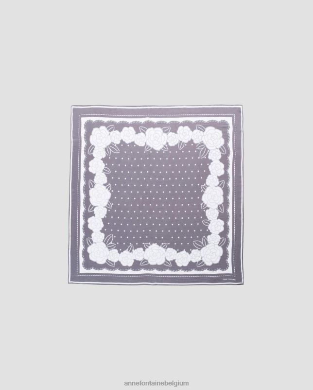 Anne Fontaine vrouwen Adrian sjaal zijden en bamboe bloemensjaal accessoires grijs 06TRT619