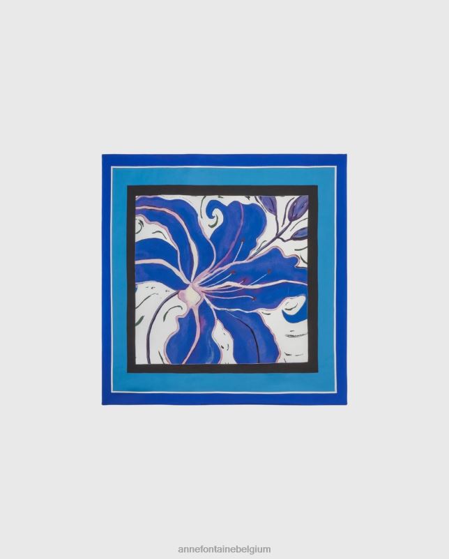 Anne Fontaine vrouwen Orchidea sjaal zijden sjaal met bloemenprint accessoires blauw 06TRT606