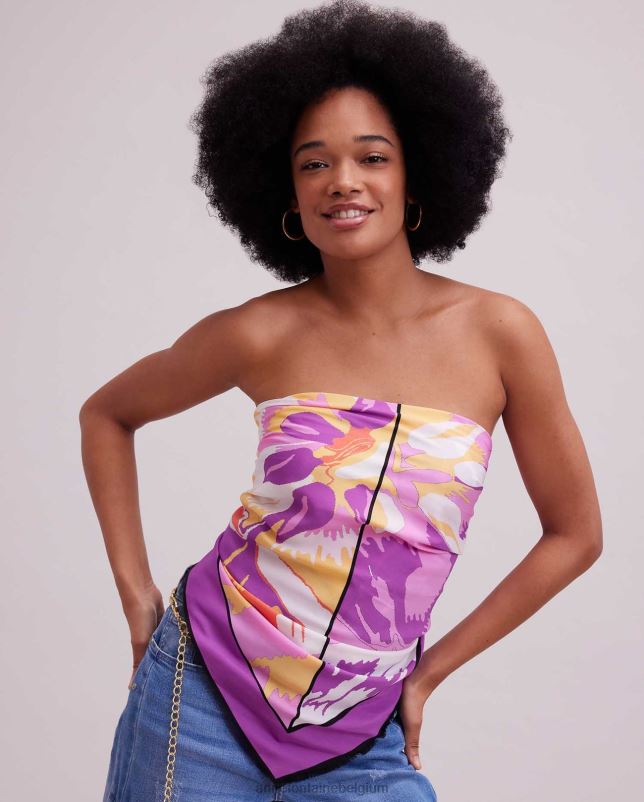 Anne Fontaine vrouwen matissia sjaal vierkante zijden sjaal met bloemenprint accessoires paars 06TRT605
