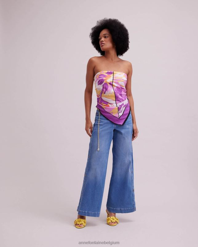 Anne Fontaine vrouwen matissia sjaal vierkante zijden sjaal met bloemenprint accessoires paars 06TRT605