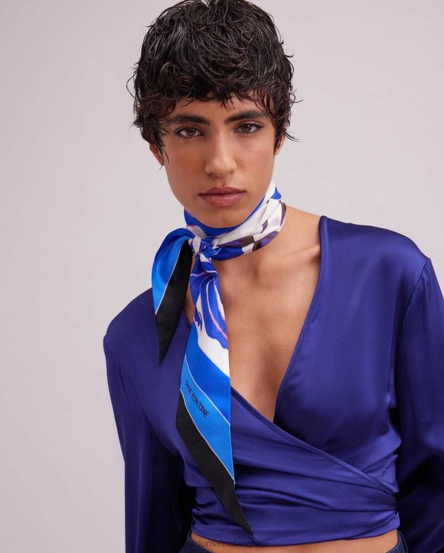 Anne Fontaine vrouwen pica sjaal zijden mitzah sjaal met bloemmotief accessoires blauw 06TRT634