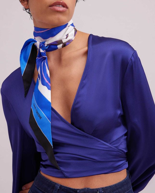 Anne Fontaine vrouwen pica sjaal zijden mitzah sjaal met bloemmotief accessoires blauw 06TRT634