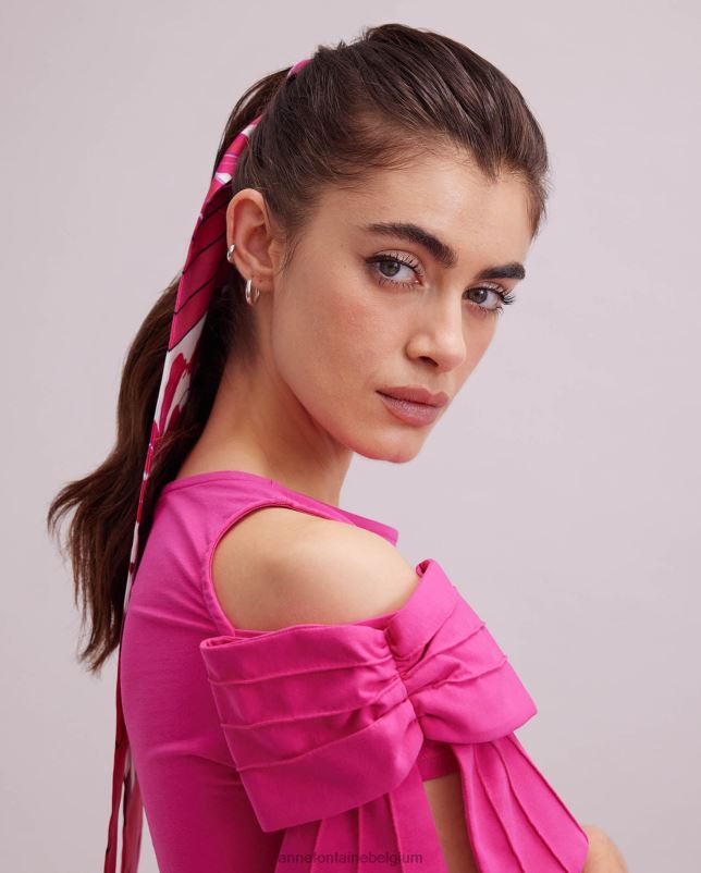 Anne Fontaine vrouwen pica sjaal zijden mitzah sjaal met bloemmotief accessoires fuchsia 06TRT624