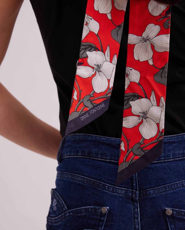 Anne Fontaine vrouwen tayler stropdas sjaal twill zijden sjaal accessoires bloemen 06TRT625