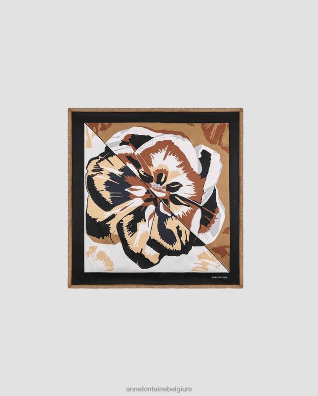 Anne Fontaine vrouwen televisiesjaal zijden vierkante sjaal met details accessoires bloemen 06TRT612