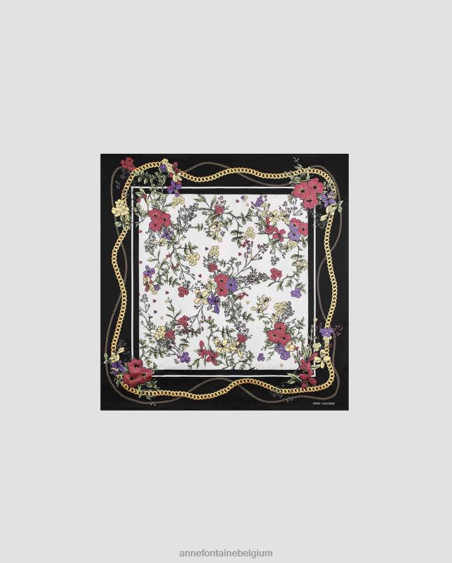 Anne Fontaine vrouwen teva sjaal vierkante zijden sjaal met boeketten accessoires bloemen 06TRT639