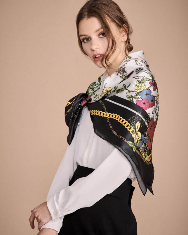 Anne Fontaine vrouwen teva sjaal vierkante zijden sjaal met boeketten accessoires bloemen 06TRT639