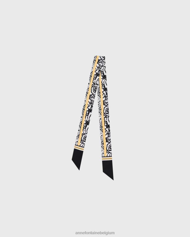 Anne Fontaine vrouwen tyffanya stropdassjaal twill zijden sjaal met rozen accessoires stijlvol 06TRT628