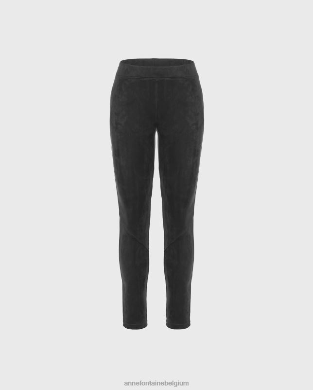 Anne Fontaine vrouwen Akita broek, enkellange legging van suède kleding zwart 06TRT395