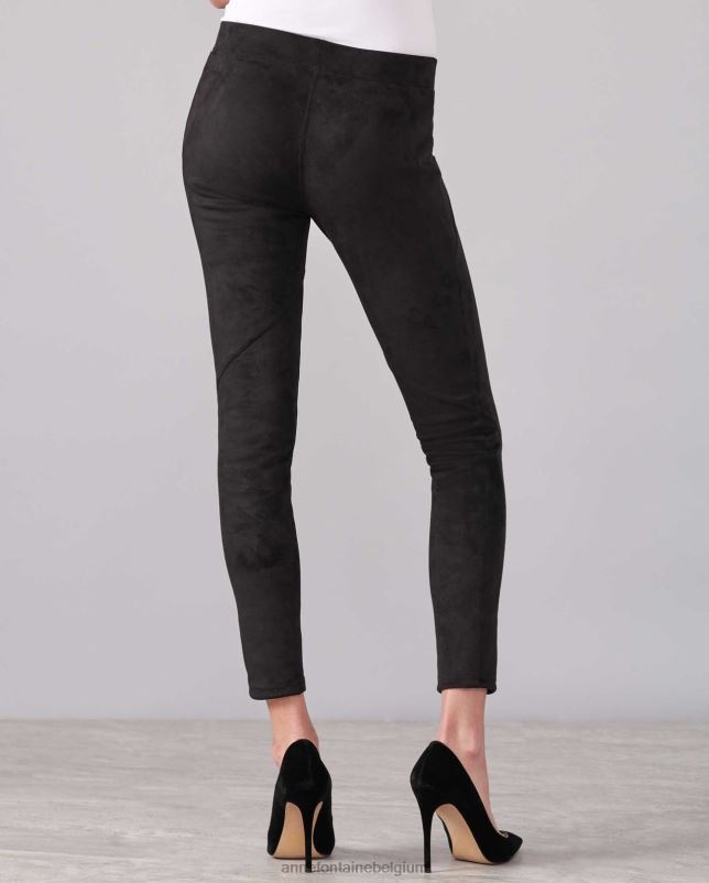 Anne Fontaine vrouwen Akita broek, enkellange legging van suède kleding zwart 06TRT395