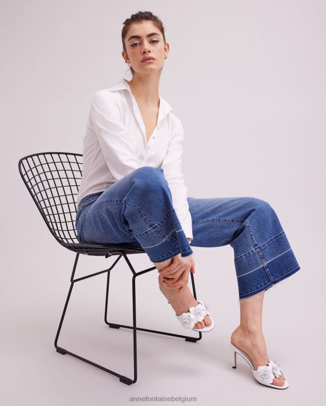 Anne Fontaine vrouwen Baiona denim jean enkellange denim met wijde pijpen kleding donkere wassing 06TRT325