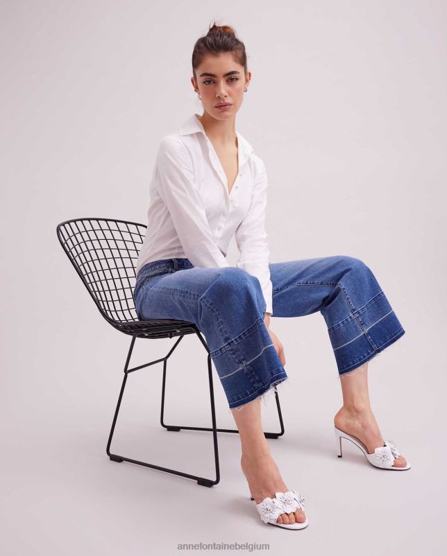 Anne Fontaine vrouwen Baiona denim jean enkellange denim met wijde pijpen kleding donkere wassing 06TRT325