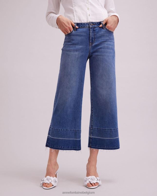 Anne Fontaine vrouwen Baiona denim jean enkellange denim met wijde pijpen kleding donkere wassing 06TRT325