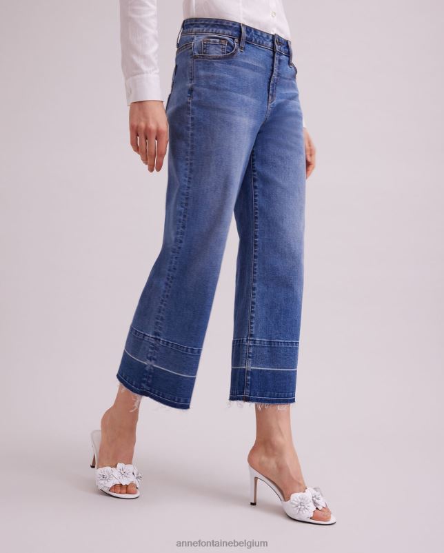 Anne Fontaine vrouwen Baiona denim jean enkellange denim met wijde pijpen kleding donkere wassing 06TRT325