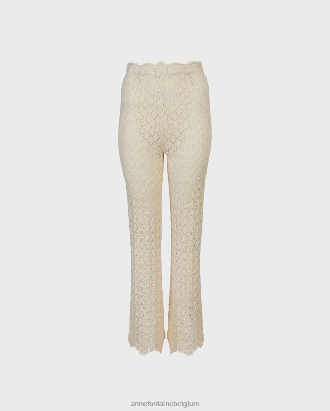 Anne Fontaine vrouwen Calanque broek crème gehaakte bell bottom broek kleding beige 06TRT387