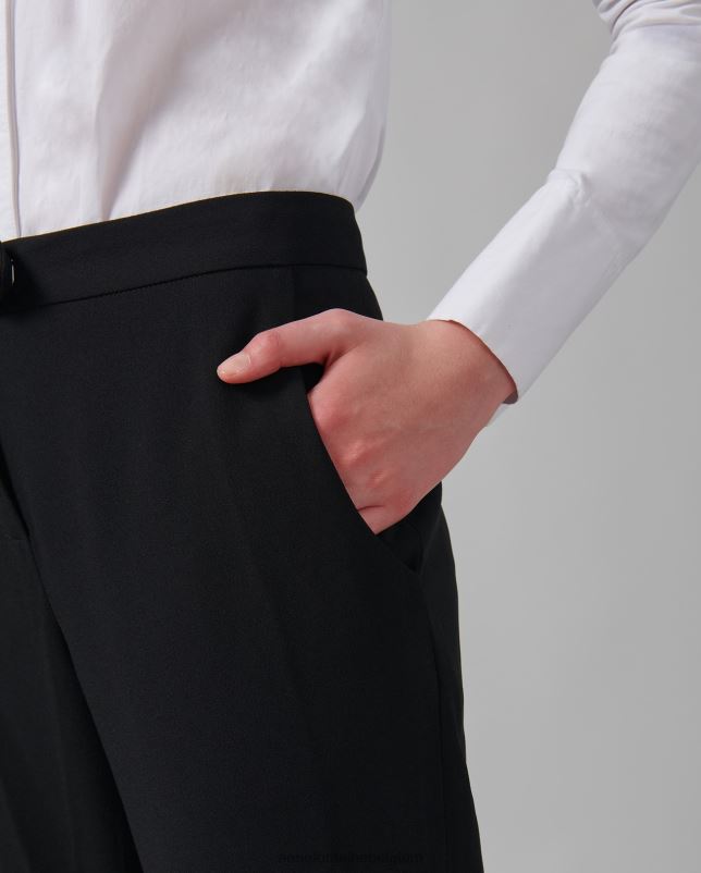 Anne Fontaine vrouwen Falasca broek crêpe enkellange broek kleding zwart 06TRT360