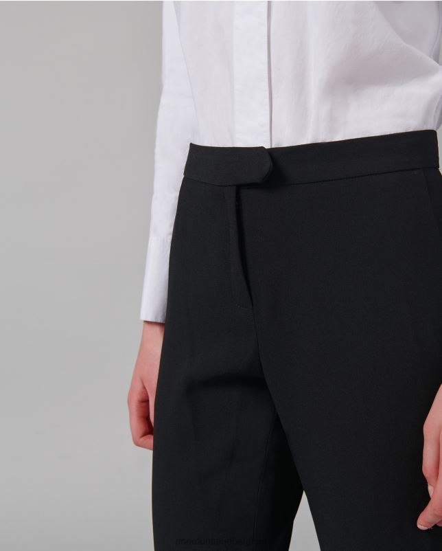 Anne Fontaine vrouwen Falasca broek crêpe enkellange broek kleding zwart 06TRT360