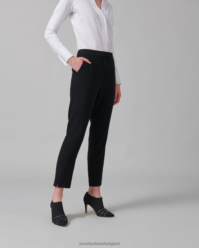 Anne Fontaine vrouwen Falasca broek crêpe enkellange broek kleding zwart 06TRT360