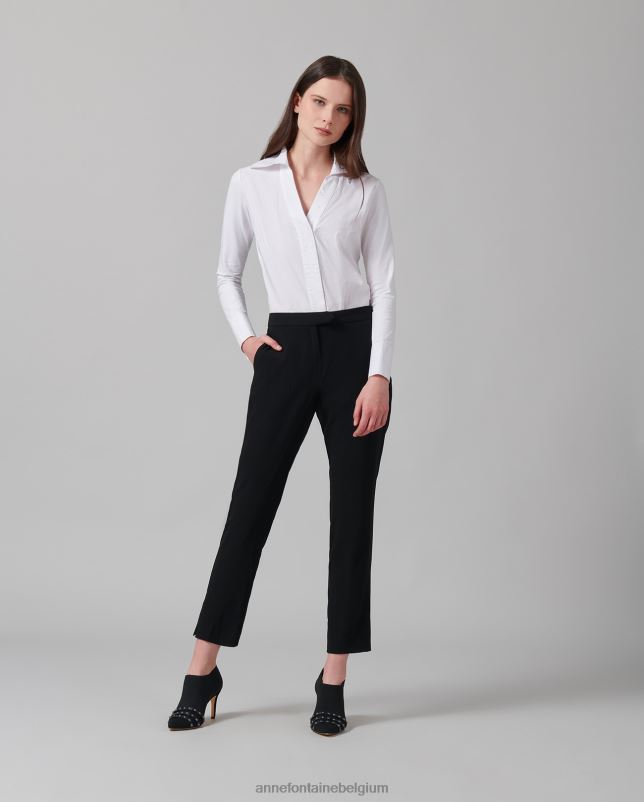 Anne Fontaine vrouwen Falasca broek crêpe enkellange broek kleding zwart 06TRT360