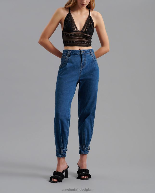 Anne Fontaine vrouwen Jason denim jeans met hoge taille, enkellange denimbroek kleding blauw 06TRT391