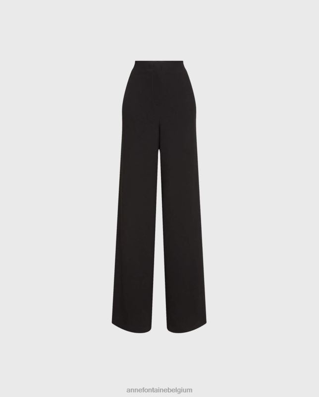Anne Fontaine vrouwen Morgan broek, crêpe palazzobroek met wijde pijpen kleding zwart 06TRT350
