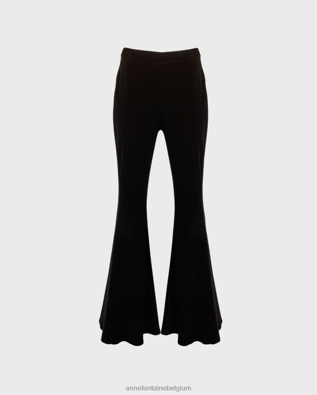 Anne Fontaine vrouwen Vic broek uitlopende stretchbroek met hoge taille kleding zwart 06TRT365