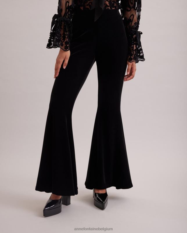Anne Fontaine vrouwen Vic broek uitlopende stretchbroek met hoge taille kleding zwart 06TRT365