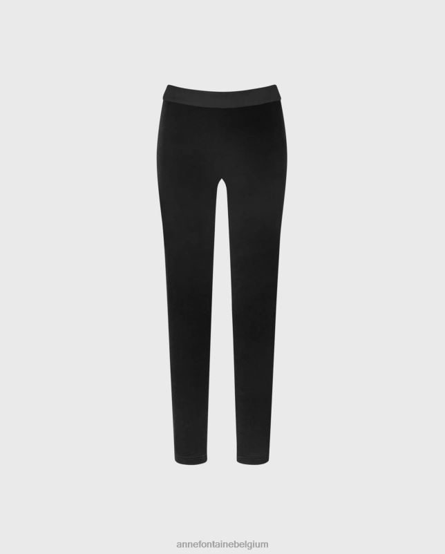 Anne Fontaine vrouwen andy legging legging van twee materialen in fluweel en milano kleding zwart 06TRT357