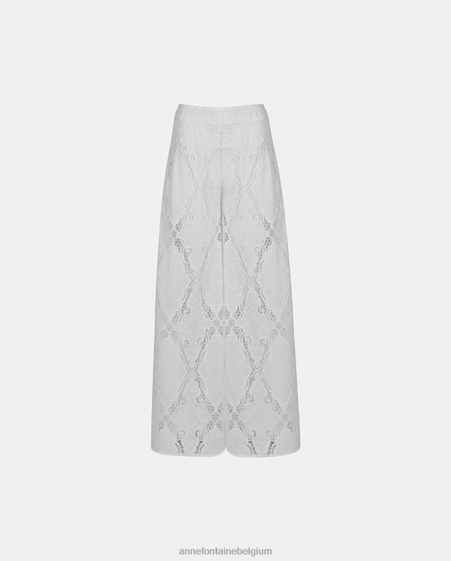 Anne Fontaine vrouwen antibes broek broek met wijde pijpen en oogjes kleding wit 06TRT319