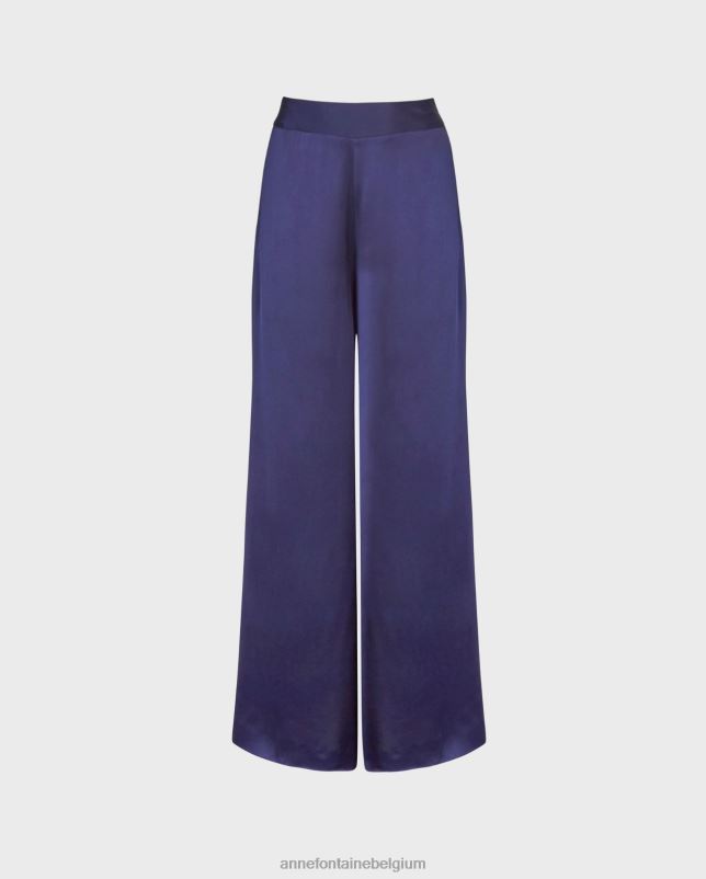 Anne Fontaine vrouwen aubepine broek satijnen broek met wijde pijpen kleding blauw 06TRT323