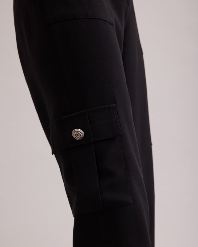 Anne Fontaine vrouwen balladebroek crêpe broek met grote zijzakken kleding zwart 06TRT359