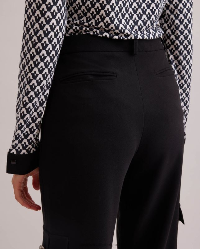 Anne Fontaine vrouwen balladebroek crêpe broek met grote zijzakken kleding zwart 06TRT359