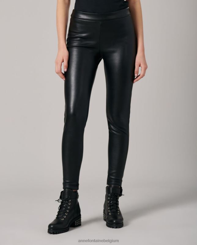 Anne Fontaine vrouwen fandy legging kunstleer legging met ritssluiting aan de zijkant kleding zwart 06TRT376