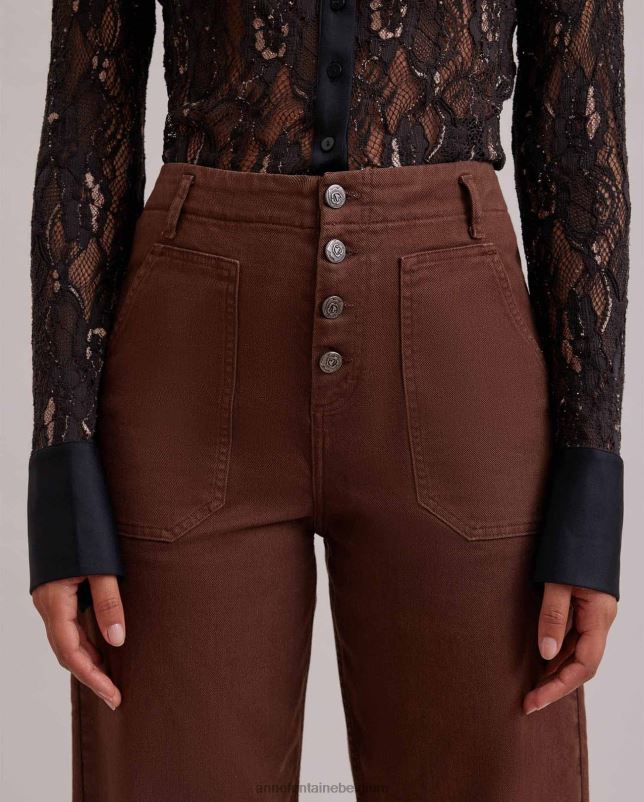 Anne Fontaine vrouwen intrigue broek, cropped broek met rechte pijpen kleding bruin 06TRT362