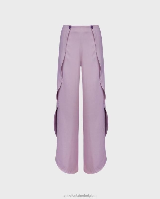 Anne Fontaine vrouwen keldrey broek paarse broek met open tulppijpen kleding Parme 06TRT388