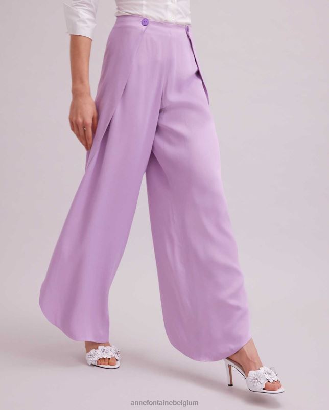 Anne Fontaine vrouwen keldrey broek paarse broek met open tulppijpen kleding Parme 06TRT388