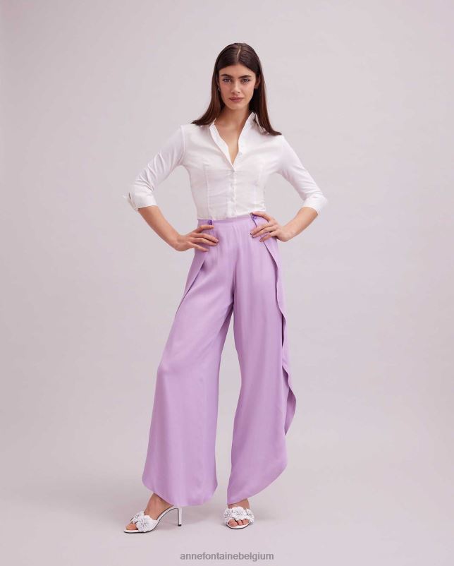 Anne Fontaine vrouwen keldrey broek paarse broek met open tulppijpen kleding Parme 06TRT388