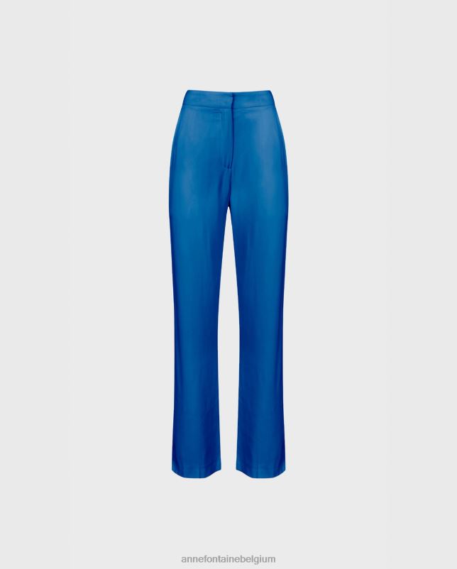 Anne Fontaine vrouwen loria broek hoge broek met wijde pijpen kleding blauw 06TRT322