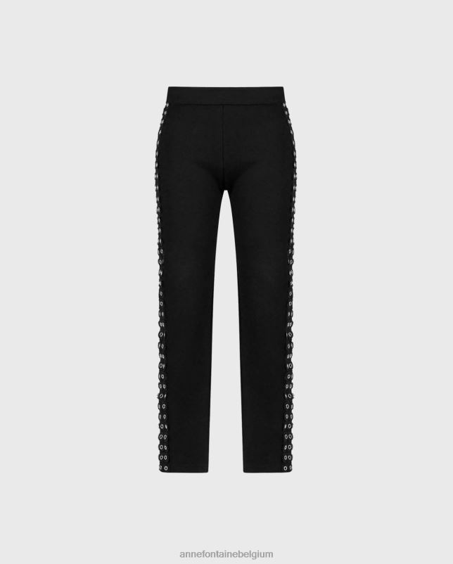 Anne Fontaine vrouwen magere broek, rekbare milano-legging met doorvoertule en kanten details kleding zilver 06TRT378