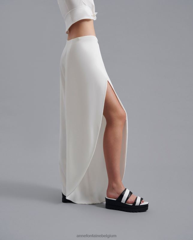 Anne Fontaine vrouwen meldrey pant maanbroek met open tulppijp kleding wit 06TRT340