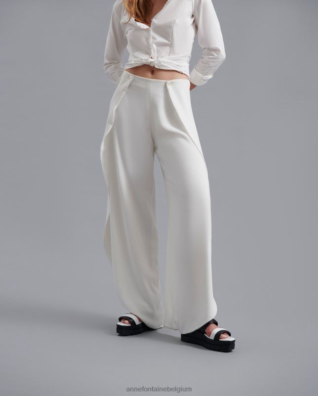 Anne Fontaine vrouwen meldrey pant maanbroek met open tulppijp kleding wit 06TRT340