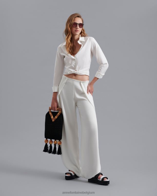 Anne Fontaine vrouwen meldrey pant maanbroek met open tulppijp kleding wit 06TRT340
