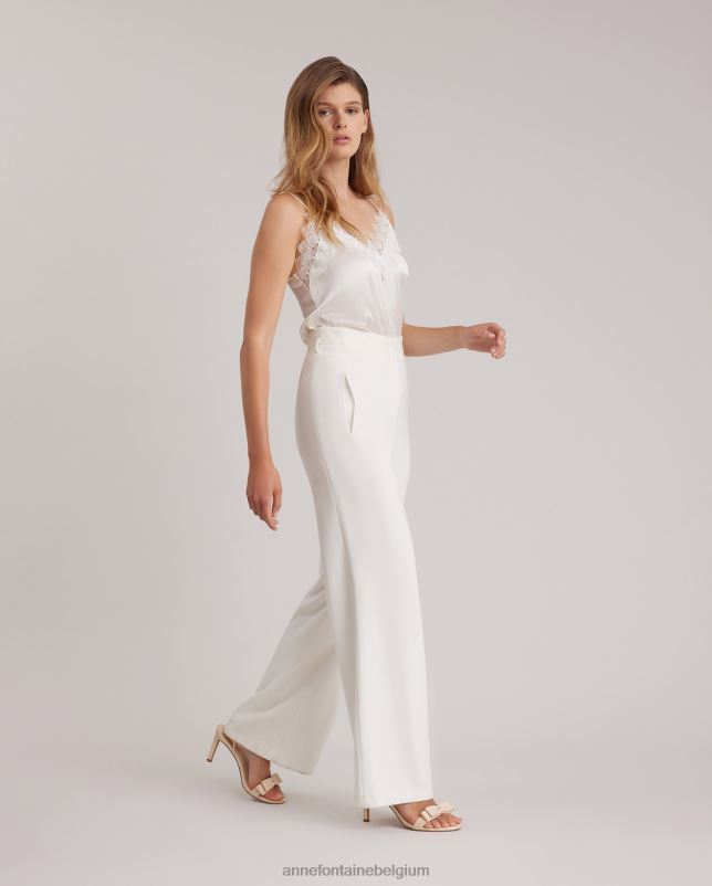 Anne Fontaine vrouwen preston pant oversized broek met wijde pijpen kleding wit 06TRT355