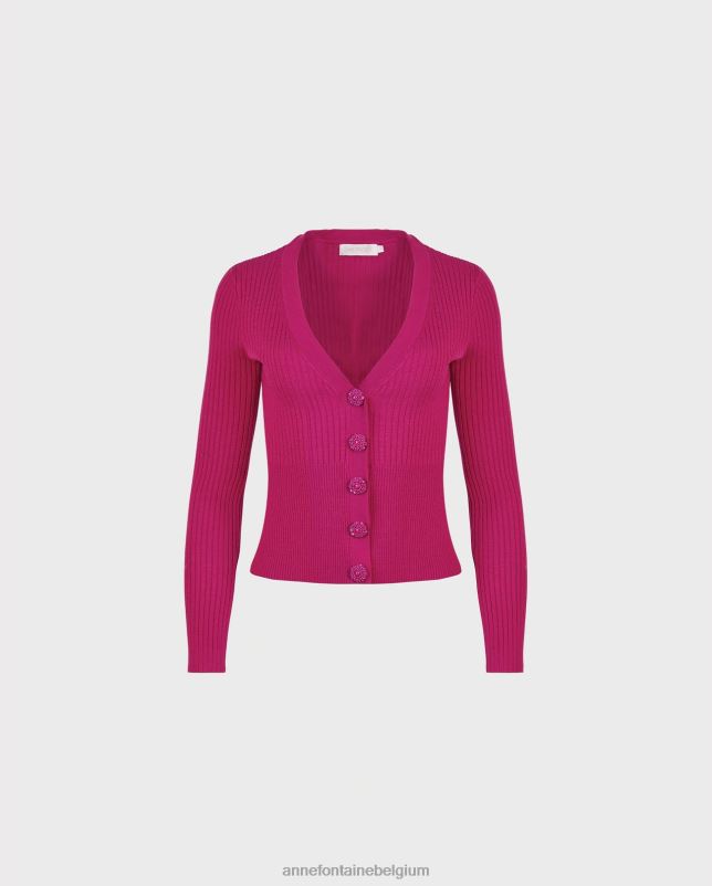 Anne Fontaine vrouwen Solfege vest, cropped vest met lange mouwen en v-hals kleding roze 06TRT502