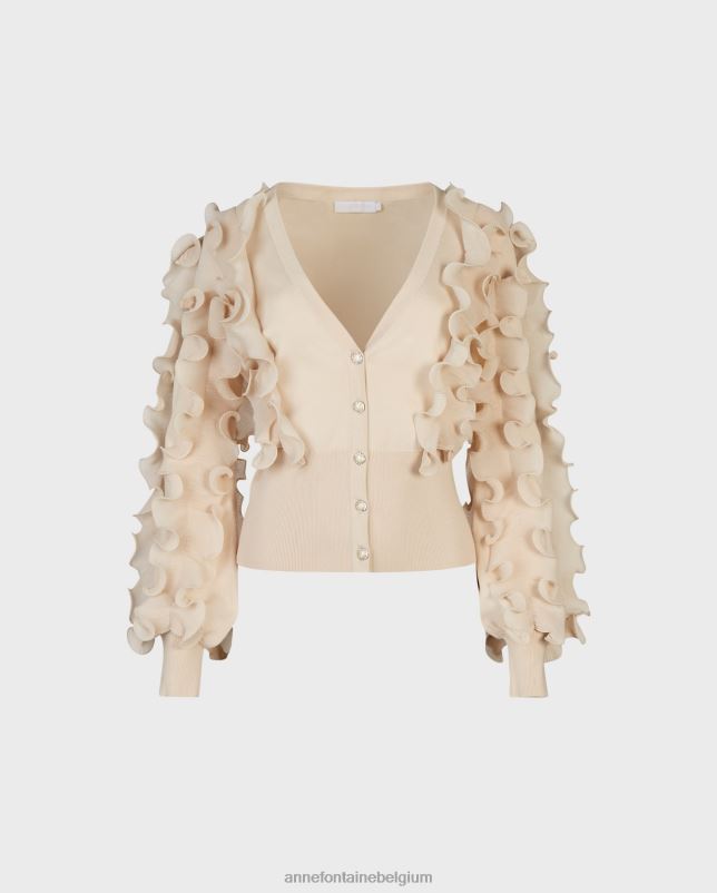 Anne Fontaine vrouwen ciline vest met lange mouwen en ruches bedekt vest kleding beige 06TRT503