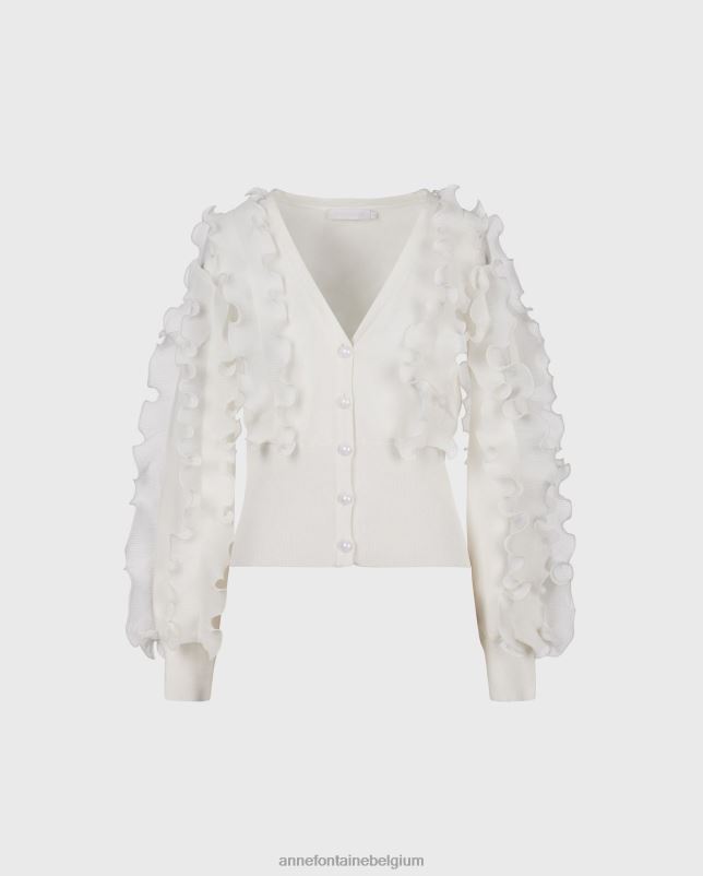 Anne Fontaine vrouwen ciline vest met lange mouwen en ruches bedekt vest kleding wit 06TRT488